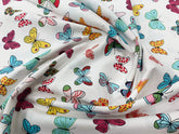 Rose & Hubble Colorful Butterflies 100% Cotton Poplin Fabric, Ivory